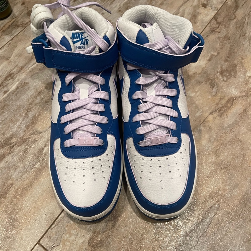 Nike Air Force 1 High-Top Sneakers - Blue and White